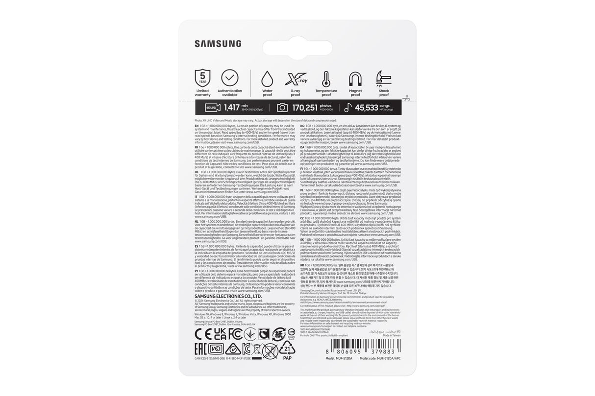 EAN 8806095379883 - Samsung MUF-512DA unidad flash USB 512 GB USB Tipo C 3.2 Gen 1 (3.1 Gen 1) Azul imagen 9