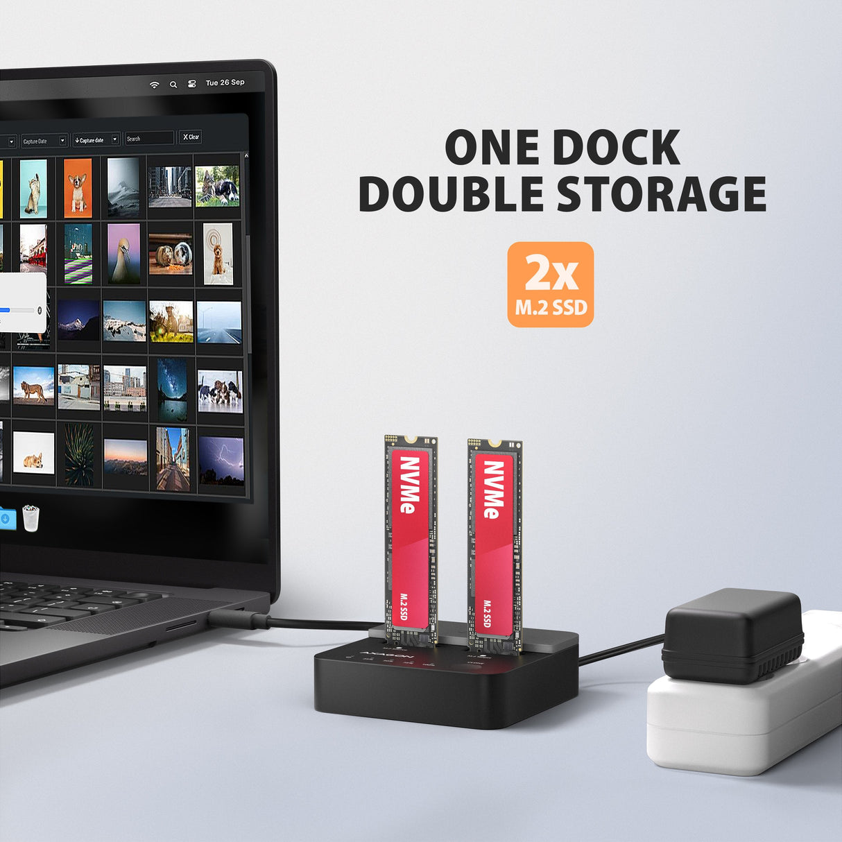 Adsa-M2c22l Base De Conexión Usb-C 3.2 Gen2x2 - 2 X Nvme M.2 20gbps