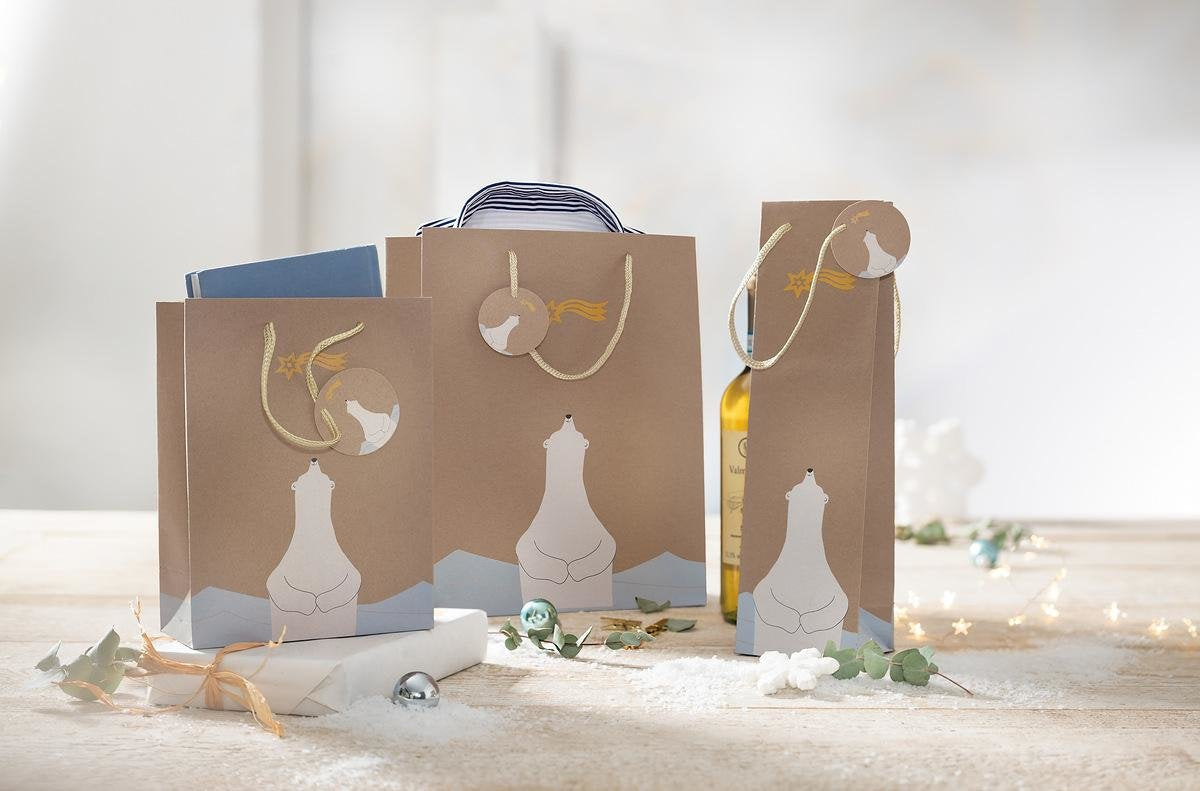 Sigel Geschenktüten Polar Bear With Shooting Star Motiv 26,0 X 33,0 Cm, 5 Unidades