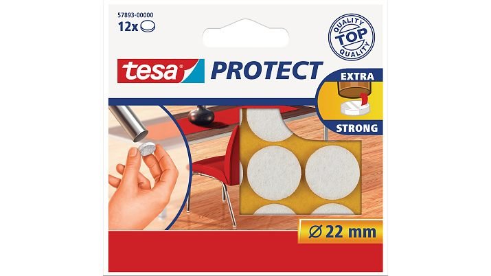 Tesa Protect Deslizadores De Fieltro Redondos 22 Mm Marrón 12 Piezas.