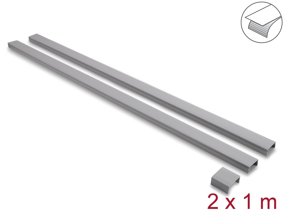 Delock Canaleta Para Cables Autoadhesivo Con Schiebedeckel 30 X 14 Mm Incluye. Conexión Unidades - Longitud 1 M Pack De 2 Gris