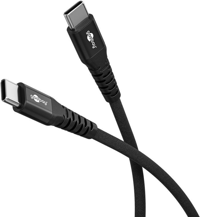 Goobay Usb-C Supersoft Textile Cable With Metal Plugs, 2 M, Black