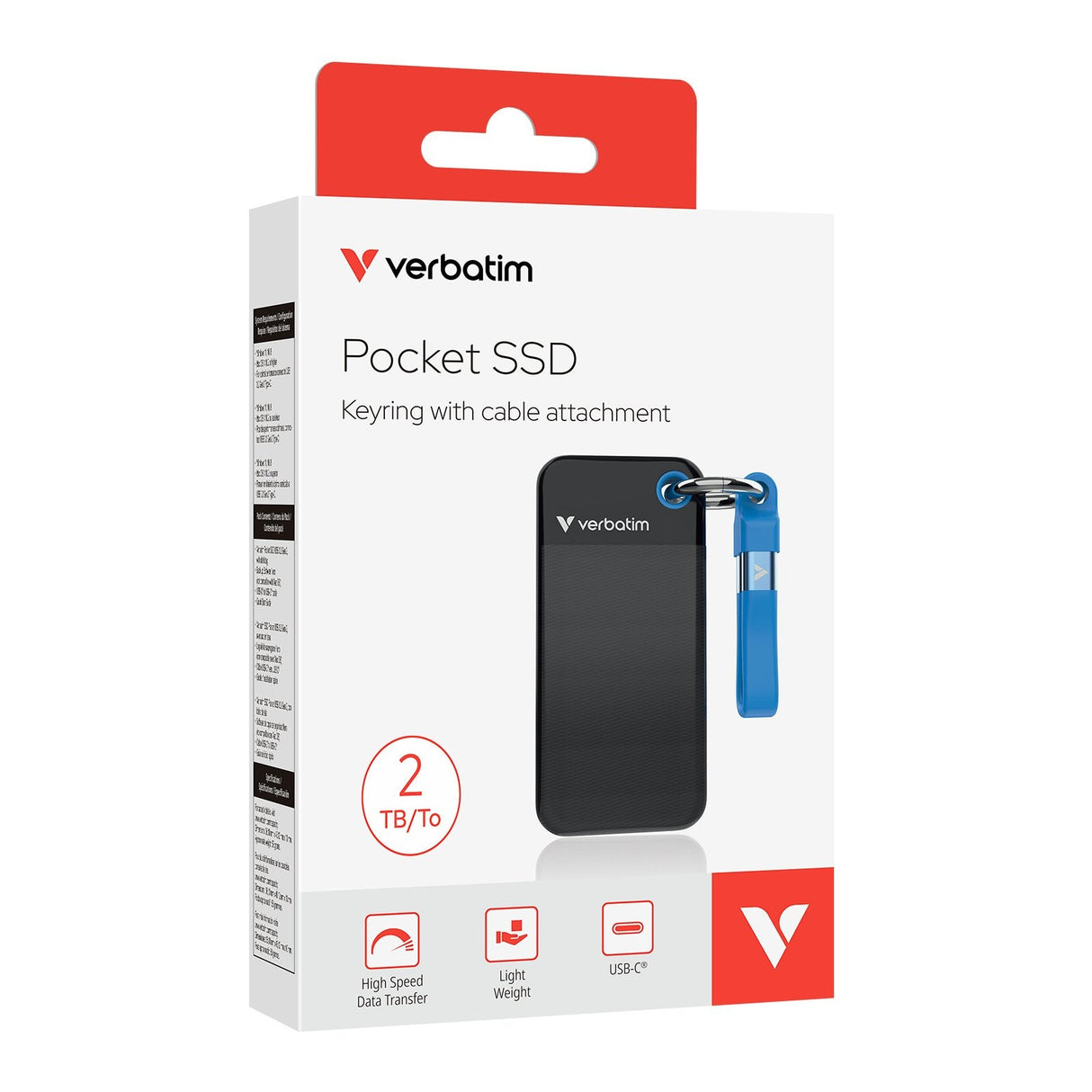 Verbatim Pocket Ssd 2 Tb Usb Tipo C 3.2 Gen 2 (3.1 Gen 2) Negro, Azul
