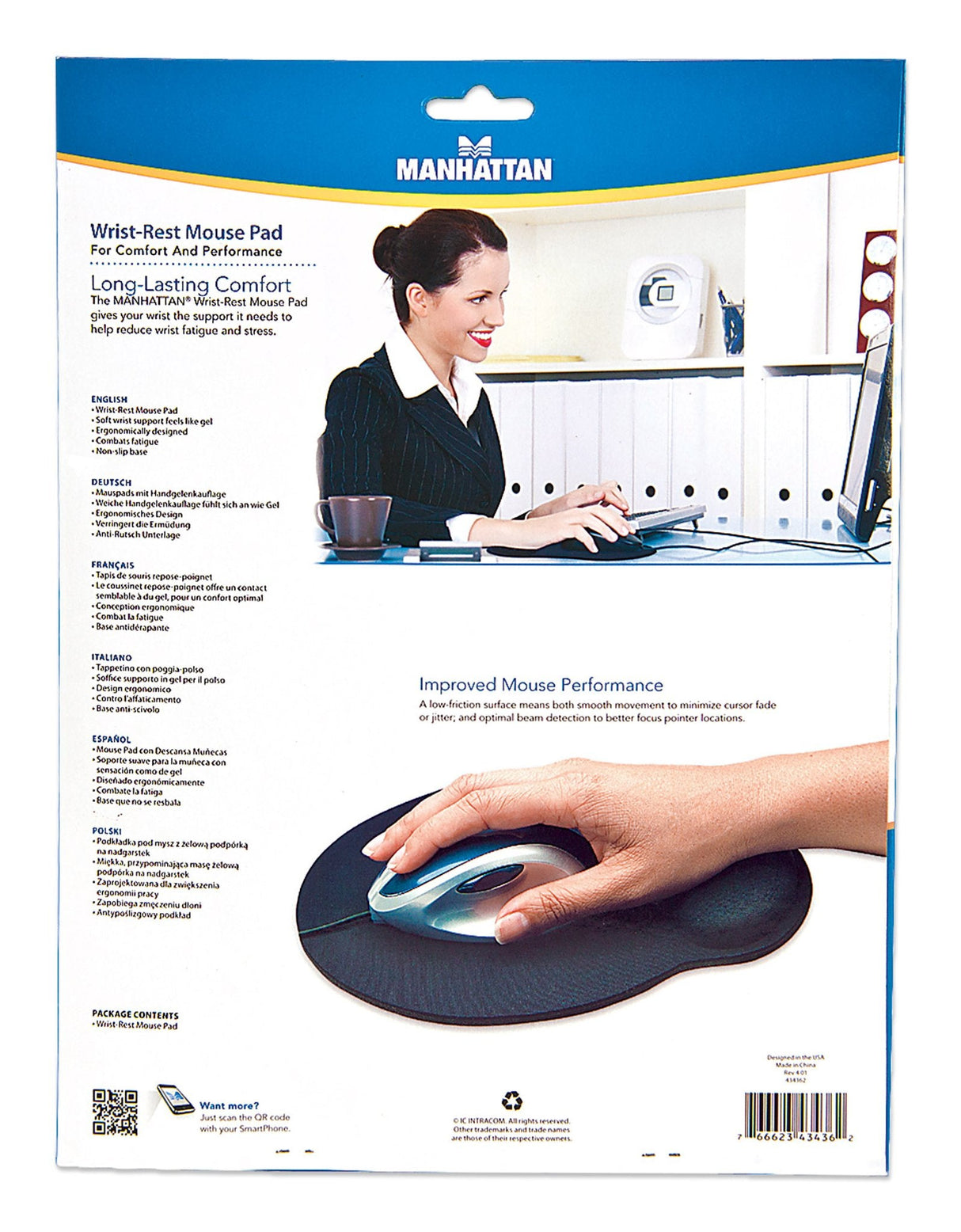 Manhattan Alfombrilla Mouse Pad Con Descansa Muñecas