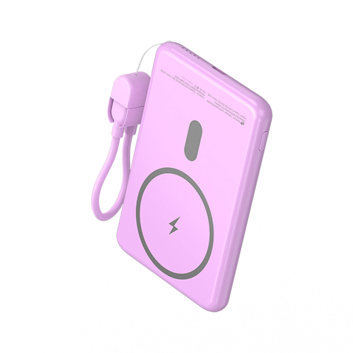 Powerbank 5000mah Leotec Lepoww20w5p 20w Wireless Púrpura Incluye Cable Usb Tipo-C