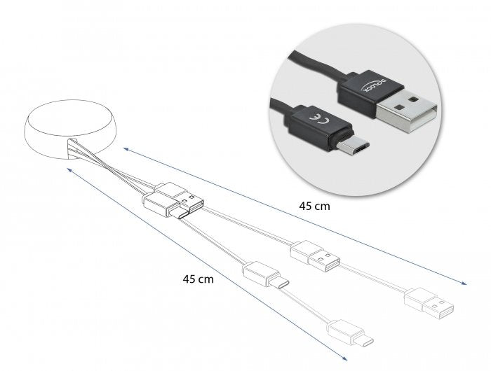 Delock Usb 2.0 Aufrollcable Typ-A Zu Lightning 8 Pin Weiss Ros