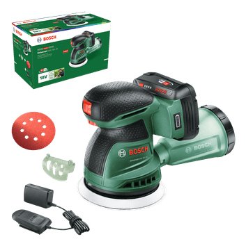 Bosch Home Wilds & Garden Incentable Exercent Sander Universalorbit 18v-20, 18 Voltios Verdes, Batería De Iones De Litio 2.0ah, Energía Para Toda La Alianza 06033e4102