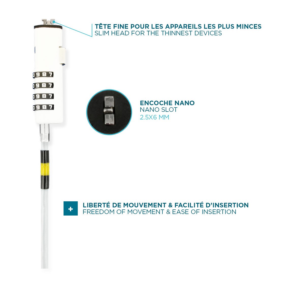 Mobilis 001330 Cable Antirrobo Blanco 1,8 M