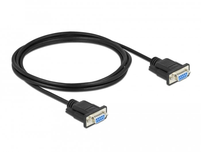 Delock Rs-232 Cable Seriell D-Sub 9 Buchse Zu Buchse Nullmodem Mit Schmalem Steckergehäuse - Cts Rts Auto Control - 2 M