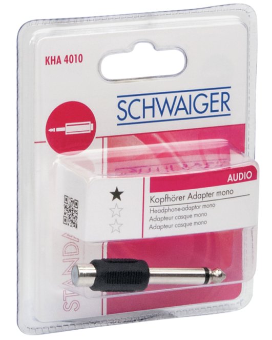 Adaptador Schwaiger Mono Jack 6,35mm Toma Rca