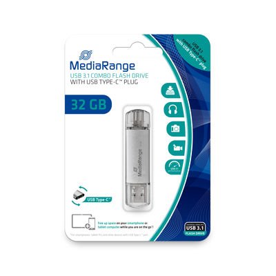 Pendrive Mediarange Mr936 32 Gb Usb Type-A / Usb Type-C 3.2 Gen 1 (3.1 Gen 1) Plata