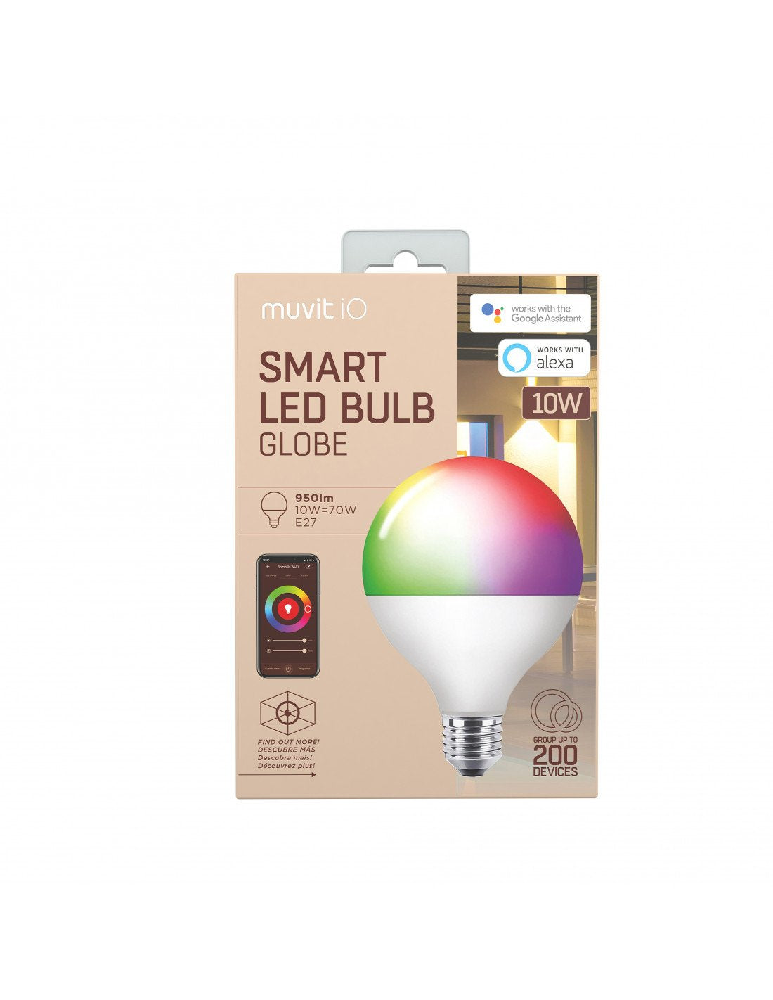 Bombilla Muvit Io Globo E27 10w Rgb