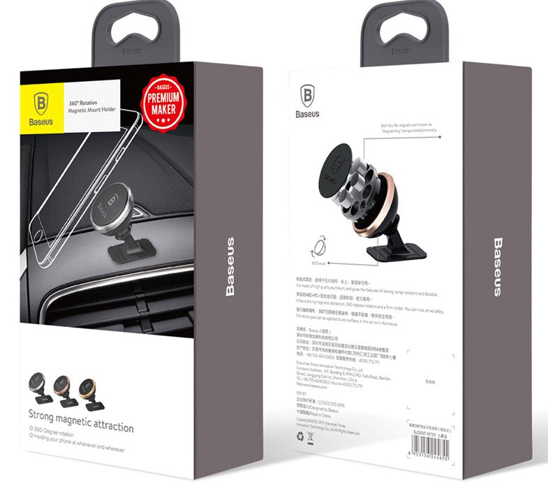 Baseus Car Mount Magnetic Car Dashboard Phone Holder 360 Degree, Silver (Sucx140012)