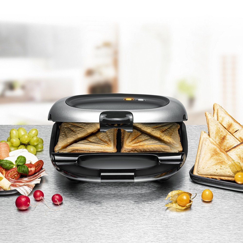 EAN 4001797291202 - Rommelsbacher ST 1000 sandwichera 1000 W Negro, Plata imagen 2