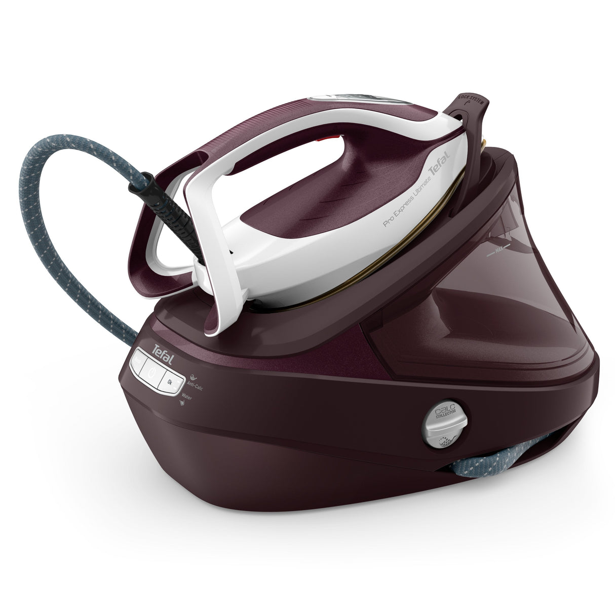 Tefal Gv9721e0 Centro De Plancha De Vapor Pro Express, Potencia 3000 W, Depósito De Agua 1,2 L, Color Borgoña