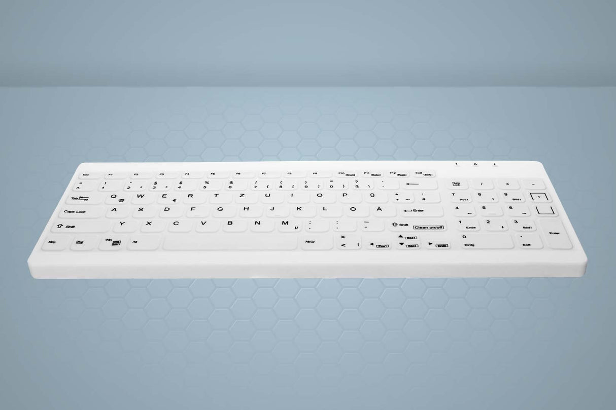 Teclado Aleman Cherry Active Key Mta Ak-C7012 Con Cable Ip68 Blanco