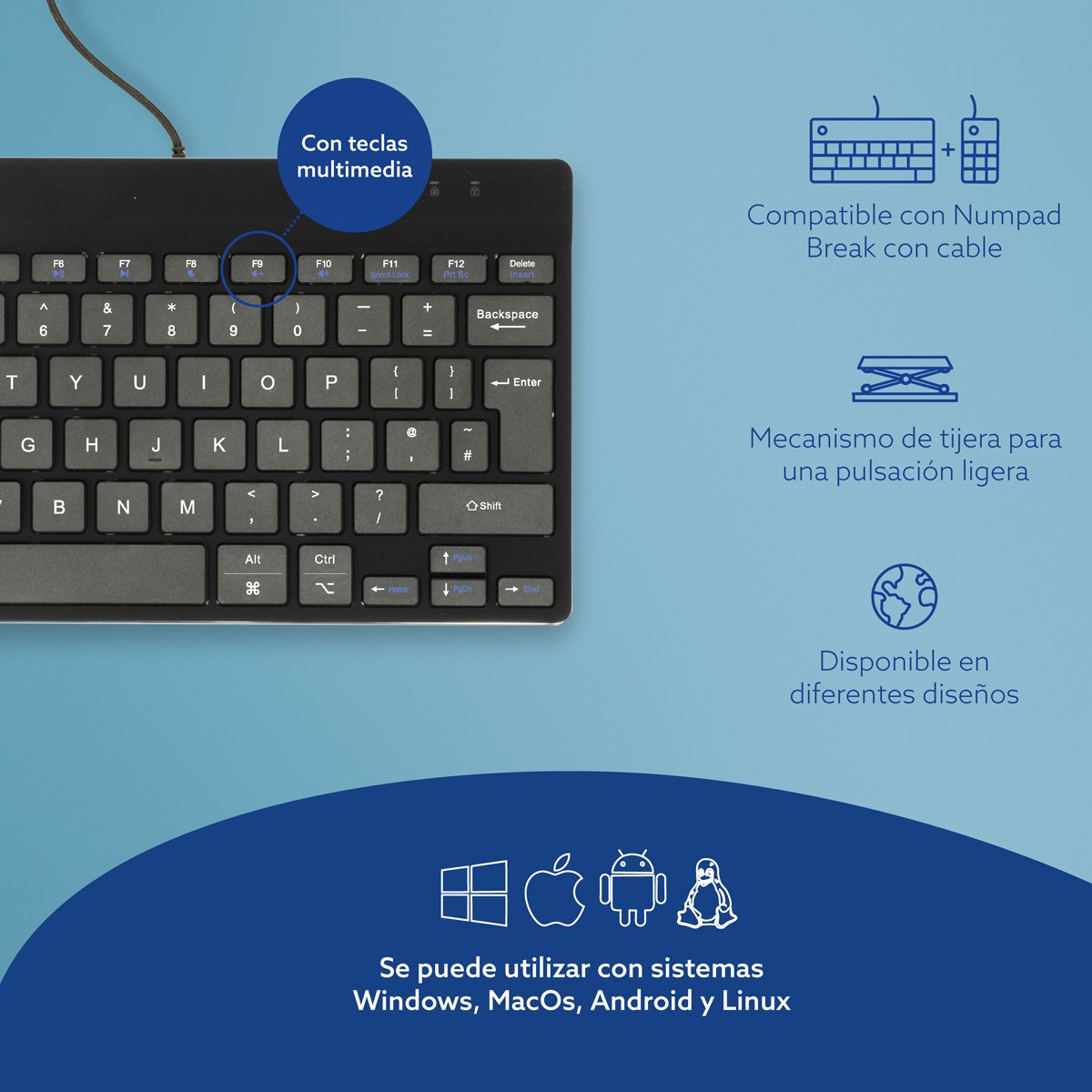 EAN 8719274491385 - R-Go Tools RGOCOUKWDBL teclado USB Inglés del Reino Unido imagen 8