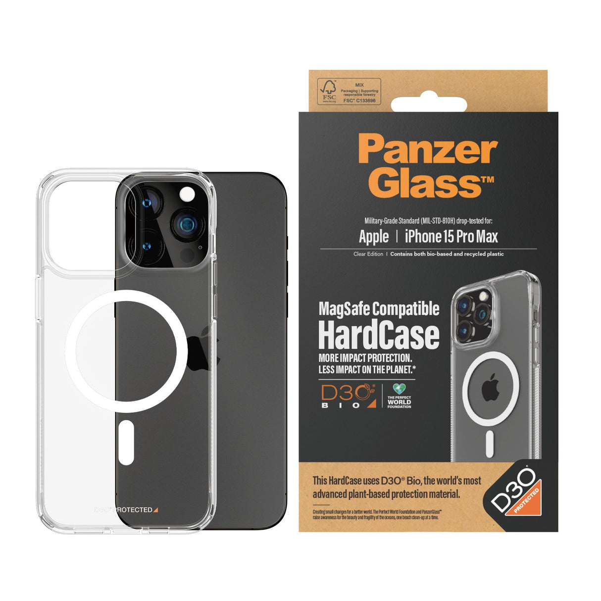 EAN 5711724011832 - PanzerGlass ® HardCase Transparent w. White MagSafe & D3O® iPhone 15 Pro Max funda para teléfono móvil 17 imagen 2