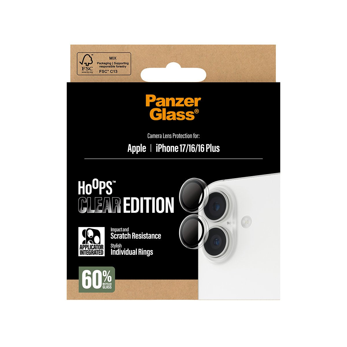 EAN 5715685025730 - PanzerGlass ® Hoops® Camera Lens Protector Transparent iPhone 17 | iPhone 16 | 16 Plus Protector de panta imagen 3