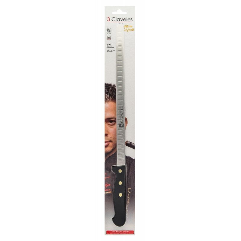 Cuchillo Jamonero Alveolado Pom 29 Cm. - 11,5" D 3 Claveles