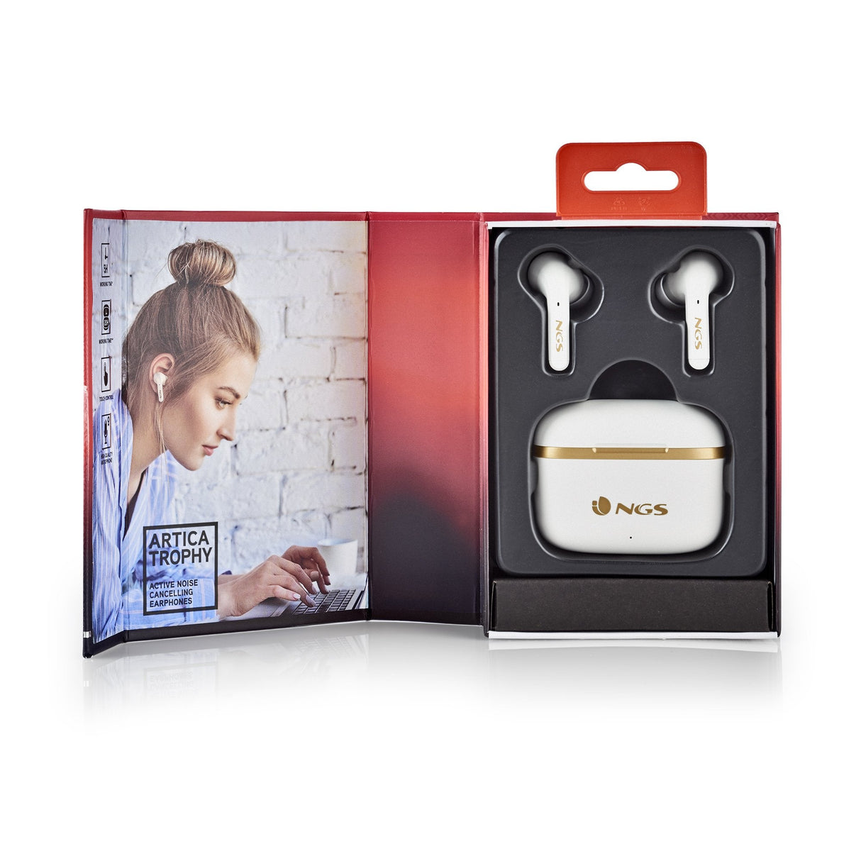 Ngs Anc Bt Earphones Artica Trophy White Auricular Con Cancelación De Ruido -Compatible Con Tws- Autonomía De Hasta 20 Hrs -Botones Táctiles