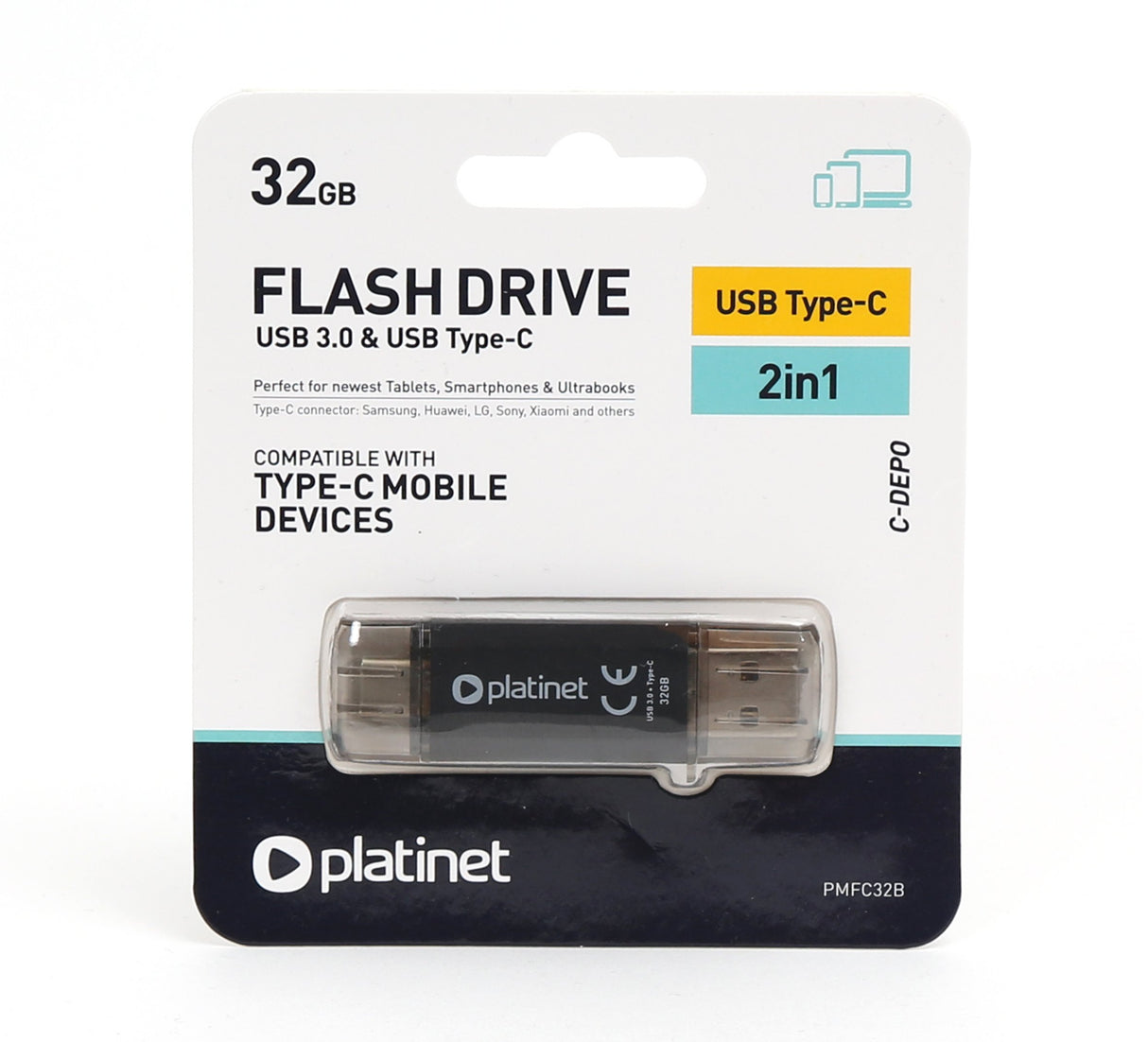EAN 5907595454513 - Platinet PMFC32B unidad flash USB 32 GB USB Type-A / USB Type-C 3.2 Gen 1 (3.1 Gen 1) Negro imagen 3