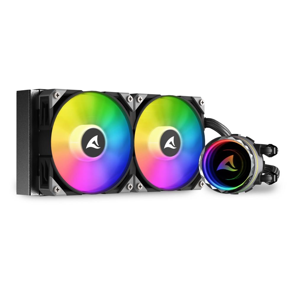 EAN 4044951038008 - Sharkoon S80 RGB Carcasa del ordenador, Procesador Sistema de refrigeración líquida todo en uno 12 cm Neg imagen 1