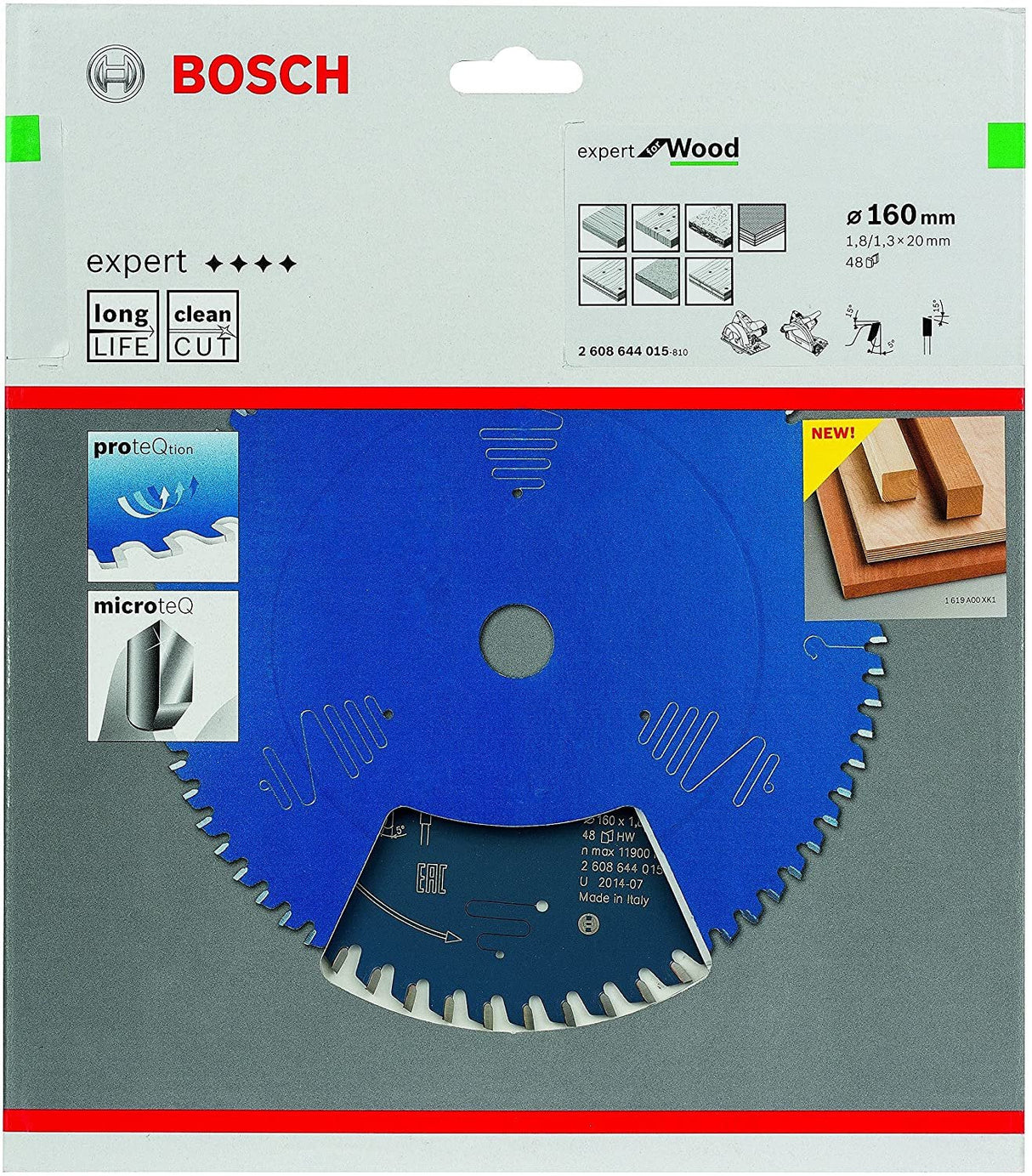 Hoja De Sierra Circular Bosch Expert Para Madera, Ø 160 Mm, 48 Dientes (Diámetro De 20 Mm, Para Sierras Circulares Manuales) 48z 2608644015