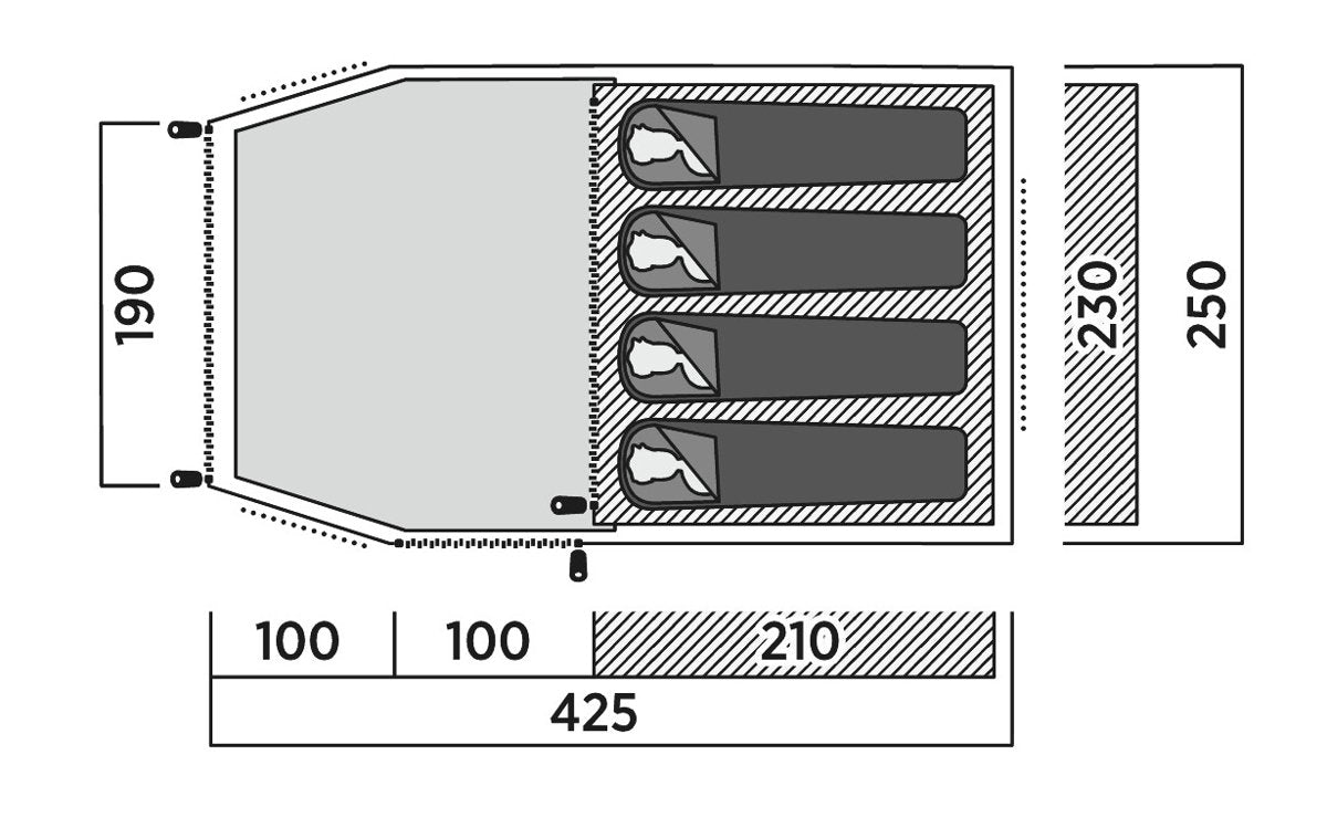 Tienda Túnel Easy Camp Hemsedal 4 Verde Oliva, Modelo 2025 120475
