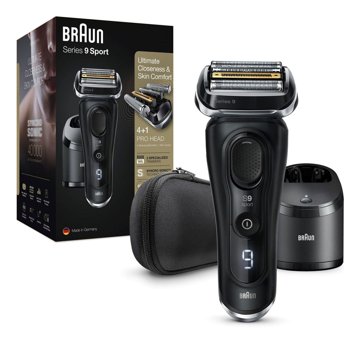 Braun Series 9 9352cc Sport Máquina De Afeitar De Láminas Recortadora Negro, Gris