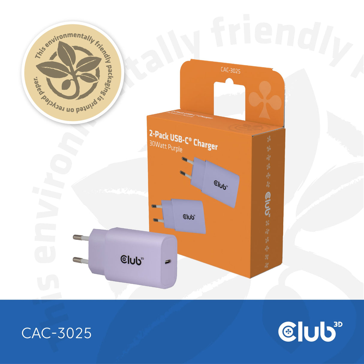 EAN 8719214473440 - CLUB3D CAC-3025 cargador de dispositivo móvil Smartphone, Universal Púrpura Corriente alterna Carga rápid imagen 2