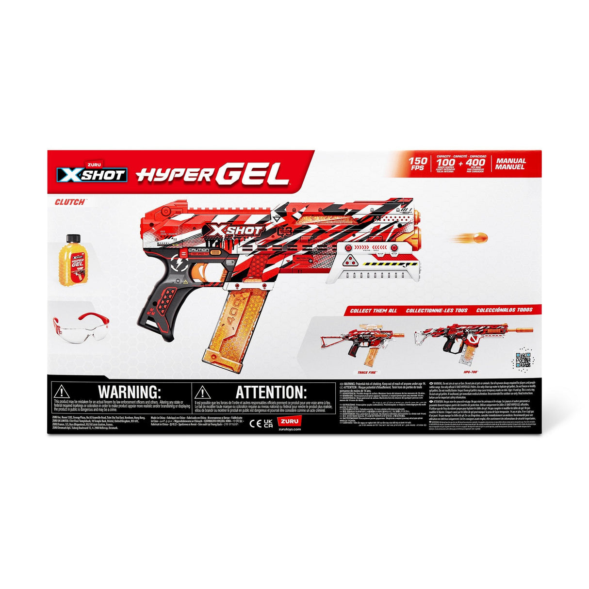 Zuru X-Shot - Hyper-Gel Blaster Clutch, Gel Blaster Incluye 5000 Bolas 36622