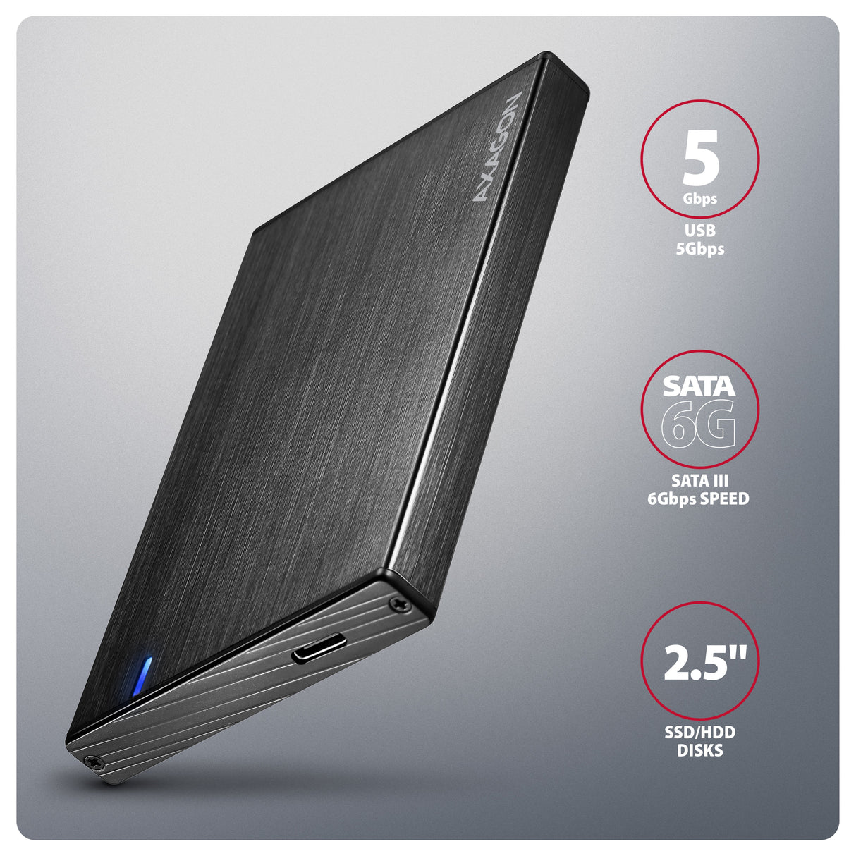 EAN 8595247908919 - Axagon EE25-XA6C caja para disco duro externo Carcasa de disco duro/SSD Negro 2.5" imagen 2