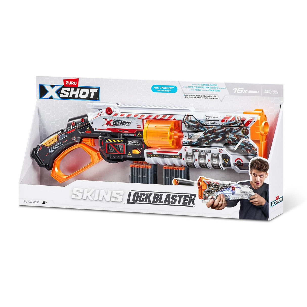 Zuru X-Shot Skins Lock Blaster Con Dardos, Dart Blaster 36606