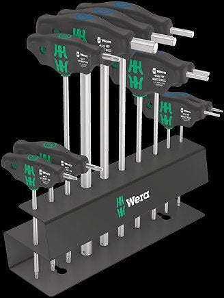 Destornilladores Wera Bicycle Set 6 Negro/Verde, 10 Piezas, Con Soporte Metálico Para Montaje En Pared 5004174001