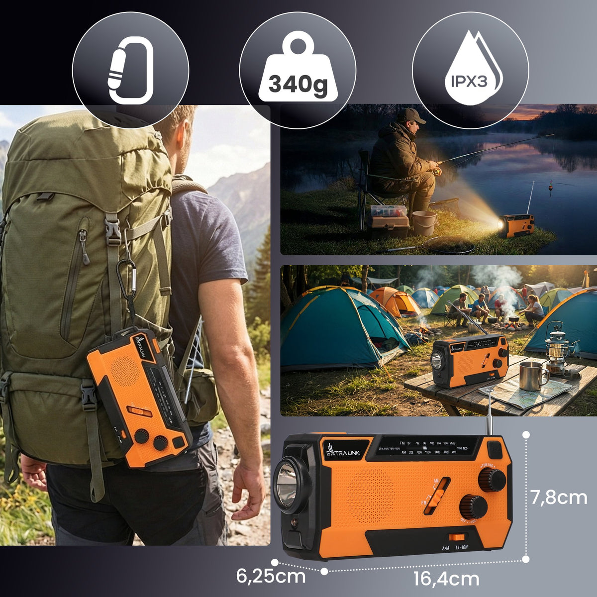 EAN 5904960293746 - Extralink RADIO AWARYJNE SOLARNE Z KORBKA DYNAMO POWERBANK 4000MAH Z LATARKA SOS SR-4000 Portátil Analógi imagen 45