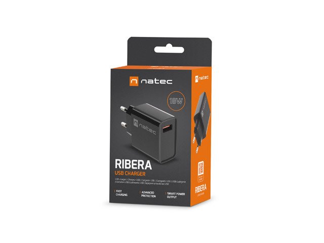 Cargador Usb Natec Ribera 18w Usb-A Negro