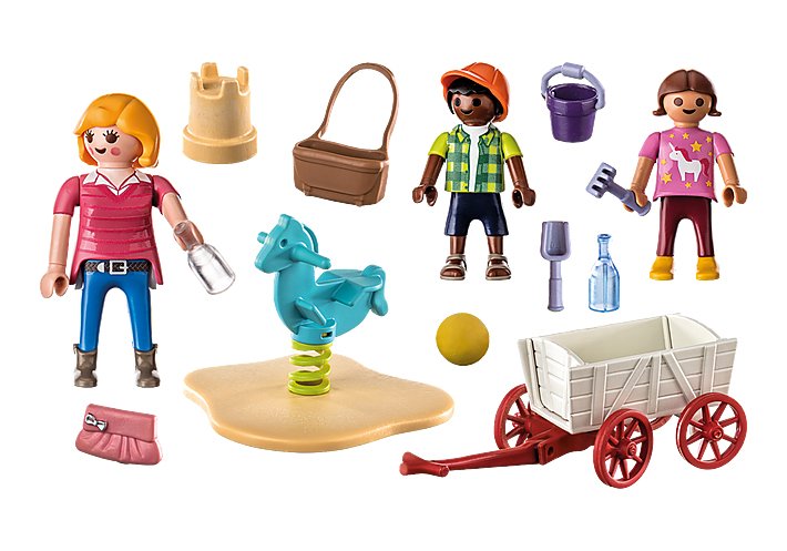 Playmobil 71258 City Life Starter Pack Educadora Con Carrito Con Caballos Con Balancín Y Juguetes De Arena.