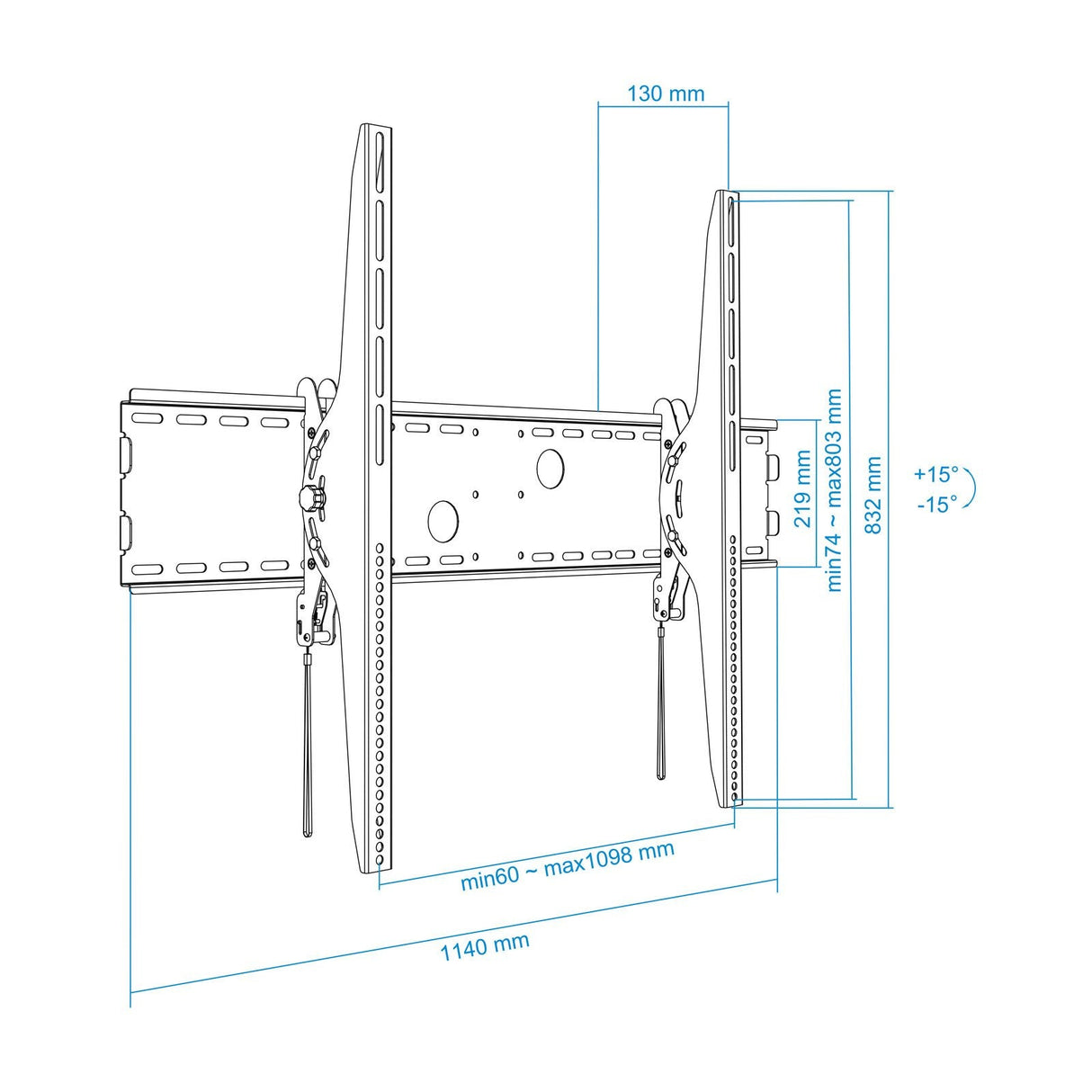 Tooq Soporte Fijo De Pared Para Tv De 60"-100" - Inclinable - Peso Max 130kg - Vesa 1000x800mm - Negro