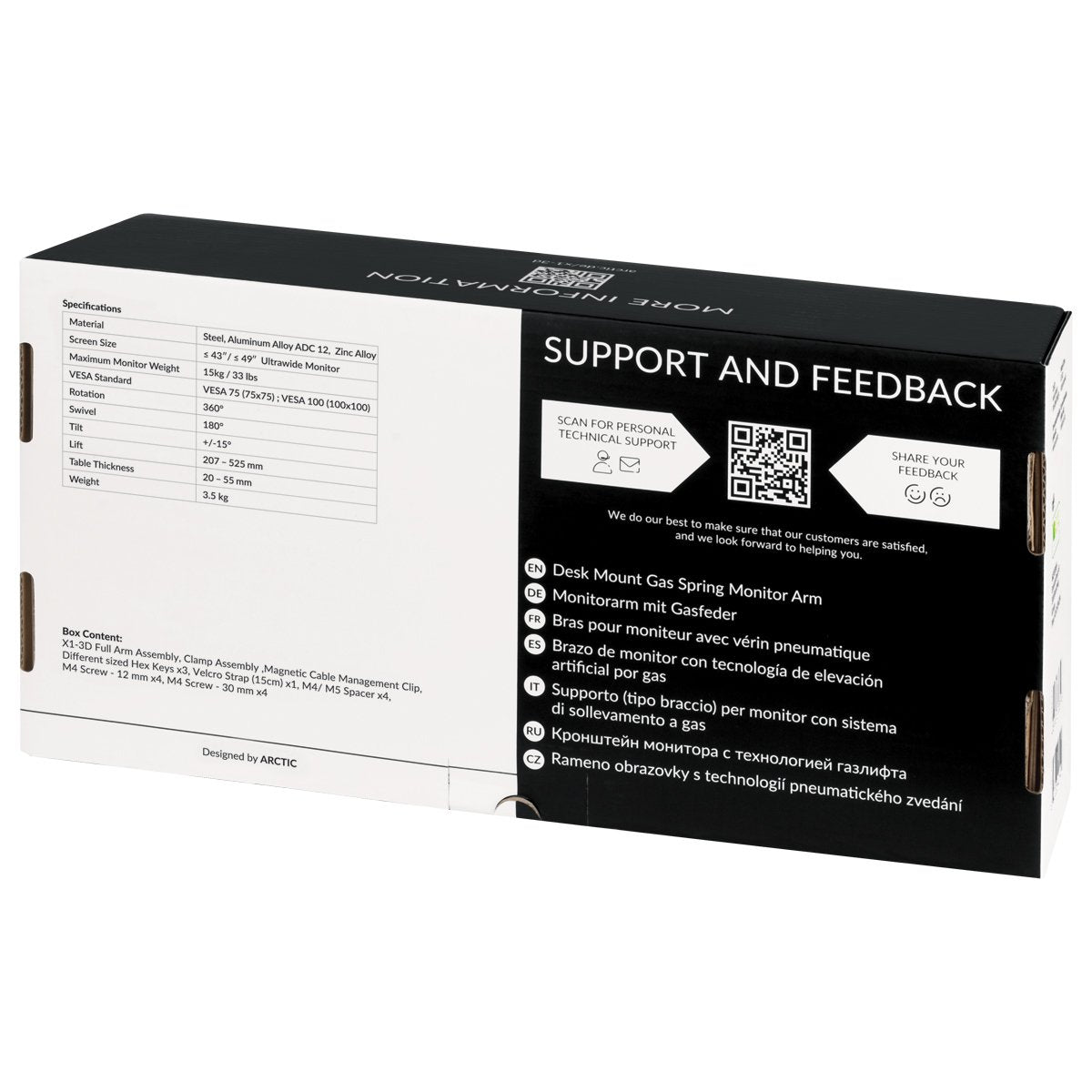 Soporte Para Monitor Arctic X1-3d (1x Soporte Para Monitor) Negro