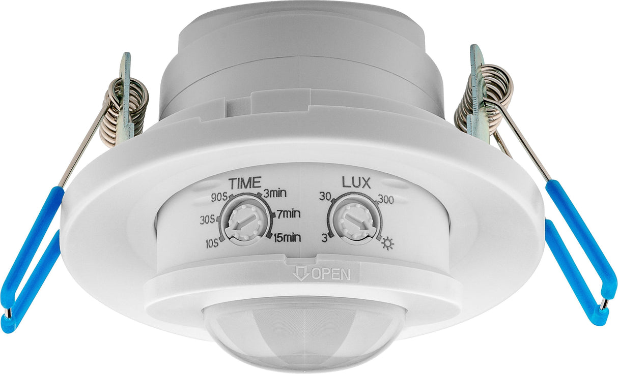 Detector De Movimiento Por Infrarrojos
 Montaje Empotrado En Techo, 360°, Alcance De 8 M, Interior Ip20 Apto Led