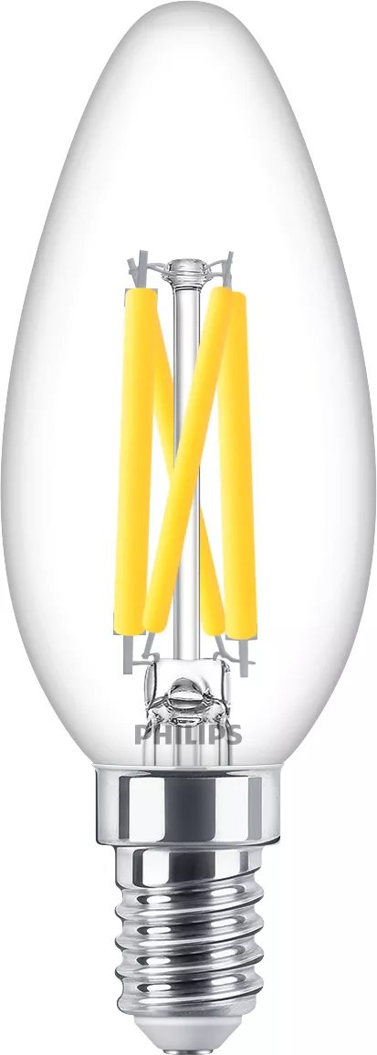 Philips Bombilla Con Led-Filament - Form: B35 - Transparente Finish - E14 - 3.4 W (Equivalente 40 W)