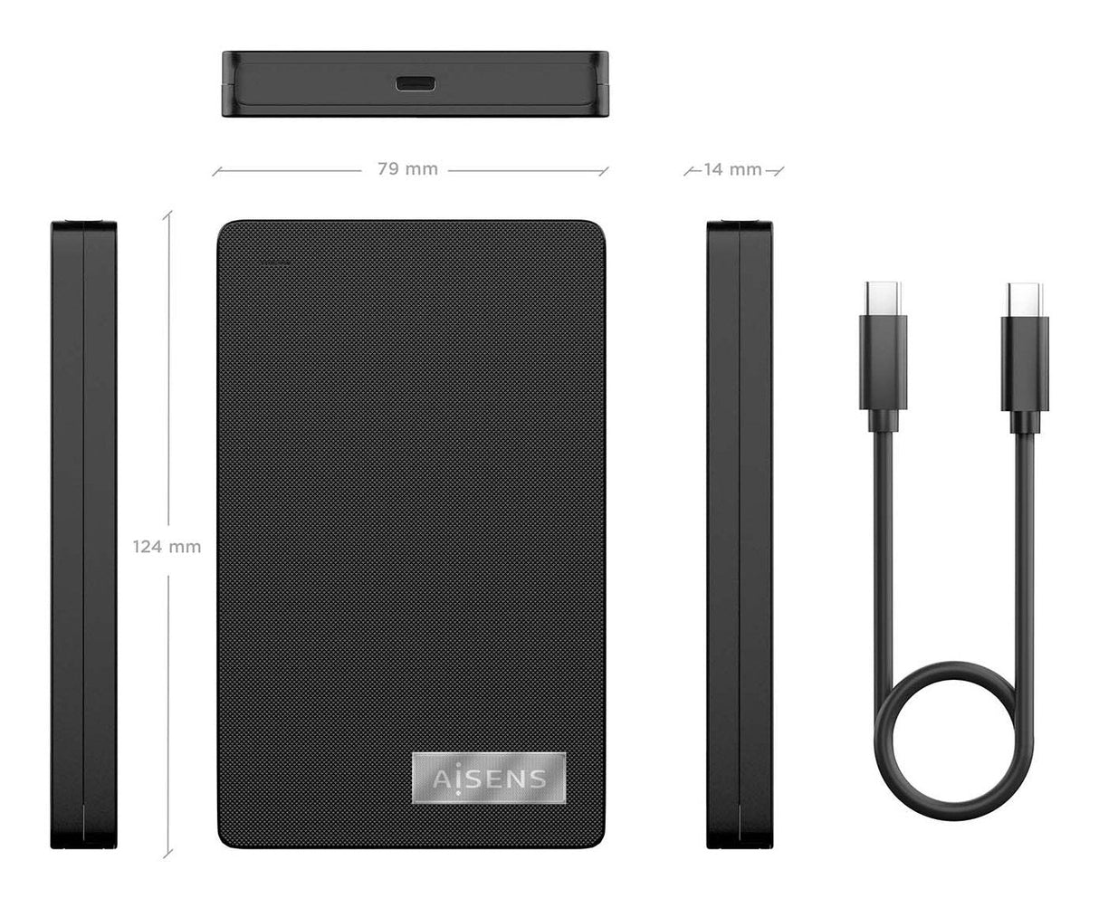 Aisens Caja Externa 2,5&Quot; Ase-2541b 9.5mm Sata A Usb-C Usb3.1 Gen1, Negra