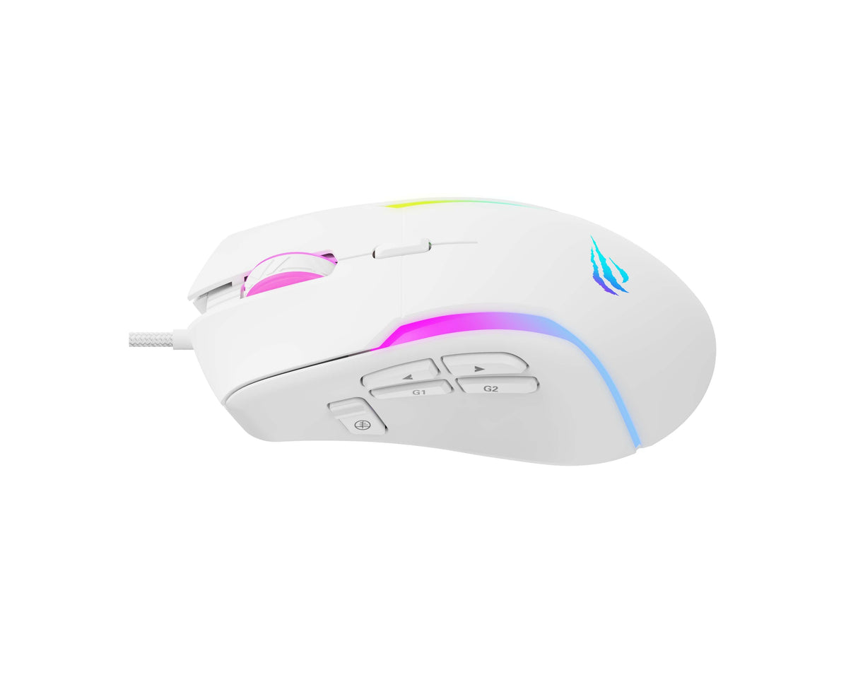 Ratón Gaming Havit Ms1033 Rgb 8000 Dpi 9 Botones Blanco