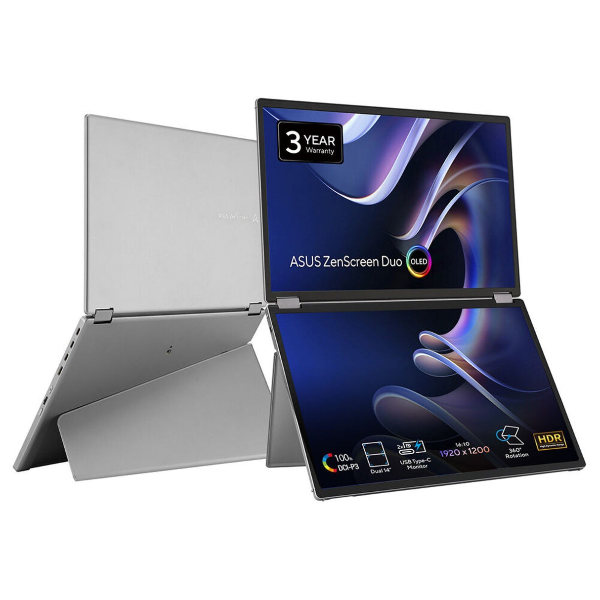 EAN 4711387721551 - ASUS ZenScreen Duo OLED MQ149CD pantalla para PC 35,6 cm (14") 1920 x 1200 Pixeles WUXGA Plata imagen 1