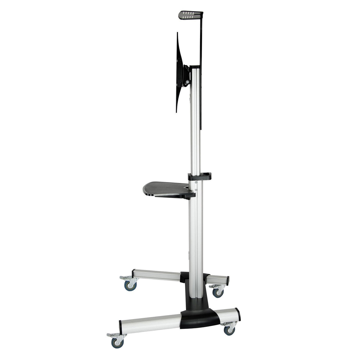 Tooq Soporte De Pantalla De Suelo Con Ruedas 37"-70" - Bloqueo De Ruedas - Dos Estantes - Gestion De Cables - Peso Max