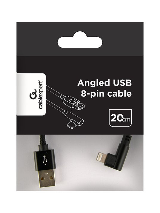 Cable Angular Gembird Usb 2.0 A 8 Pines 0.2m Trenzado Negro Cc-Usb2-Amlml-0.2m