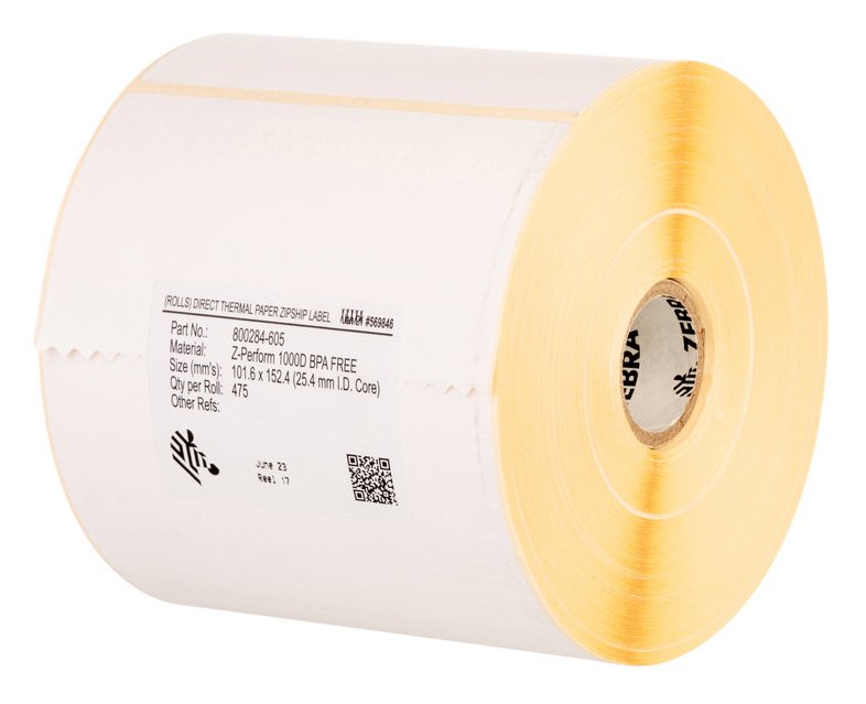 Etiquetas Papel 148x210mm Thermal Transfer Z-Perform 1000t No Revestido Adhesivo Permanente 76mm Core Perforation