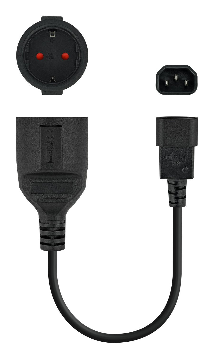 Cable Adaptador C14/M A Cee7/H, 16a, 50 Cm