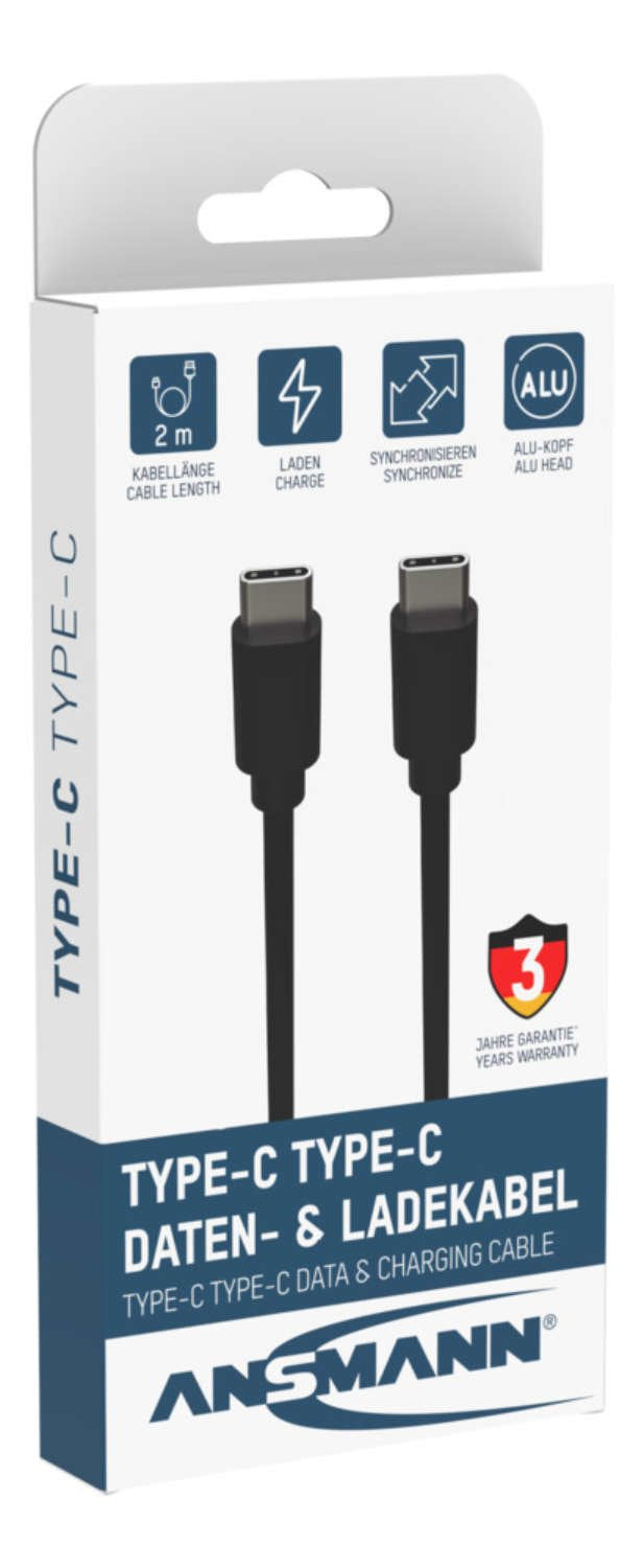 Cable Usb C-> Cs / S 200cm Negro S / S, 200cm, Negro